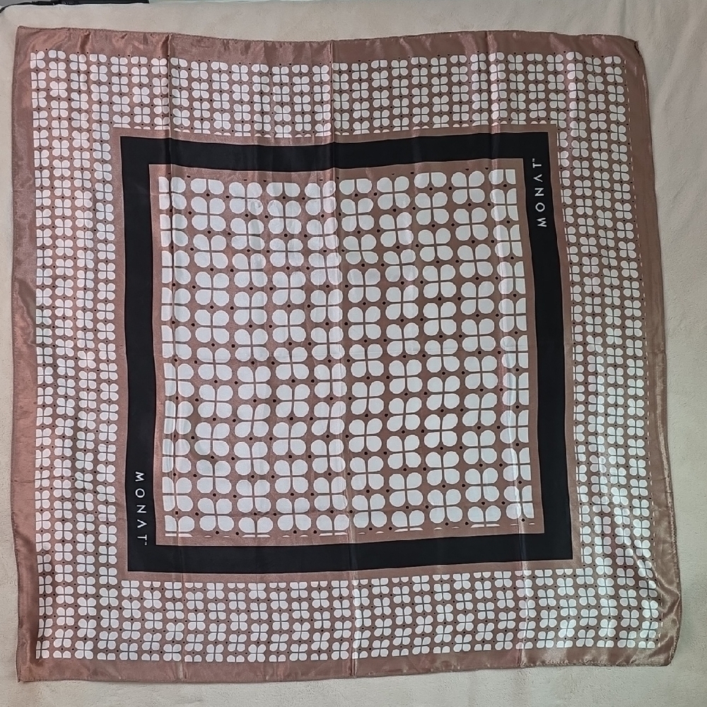Monat Brown‎ and White Patterned Scarf 34×34